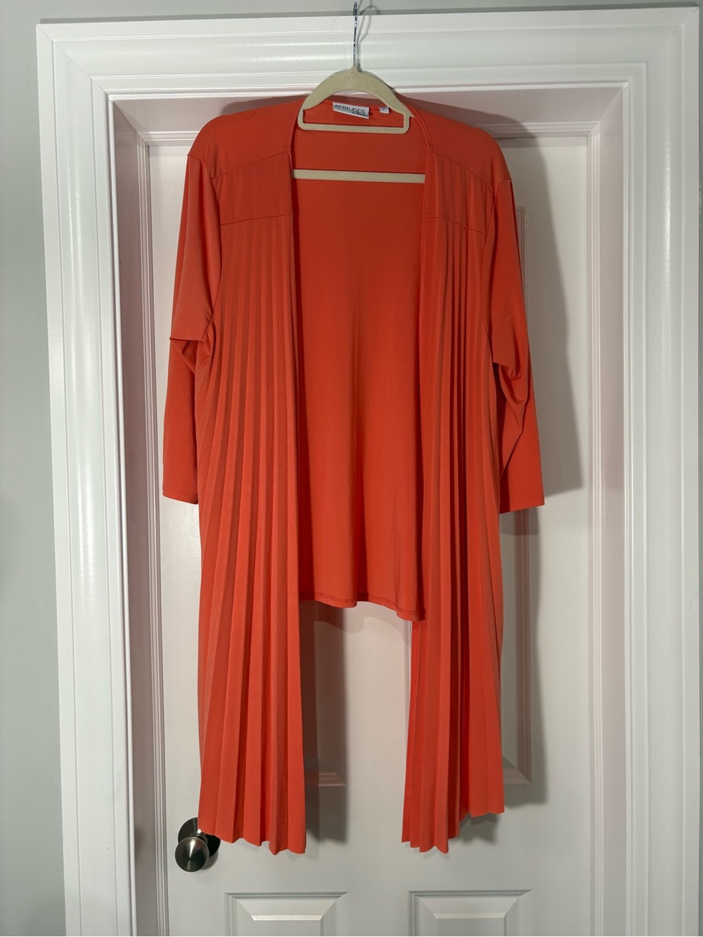 Attitudes Bright Orange Pleated Open-Front Cardigan